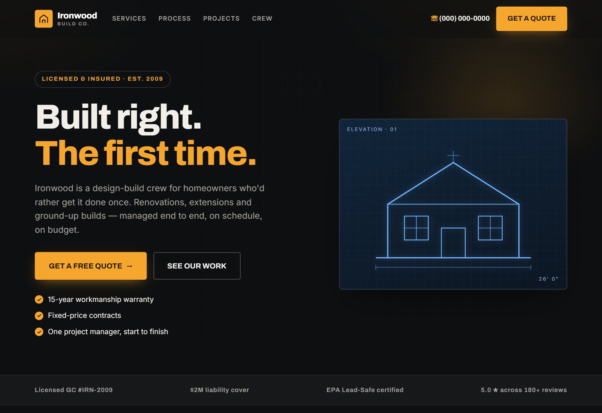Ironwood Build Co. — Built right. The first time.